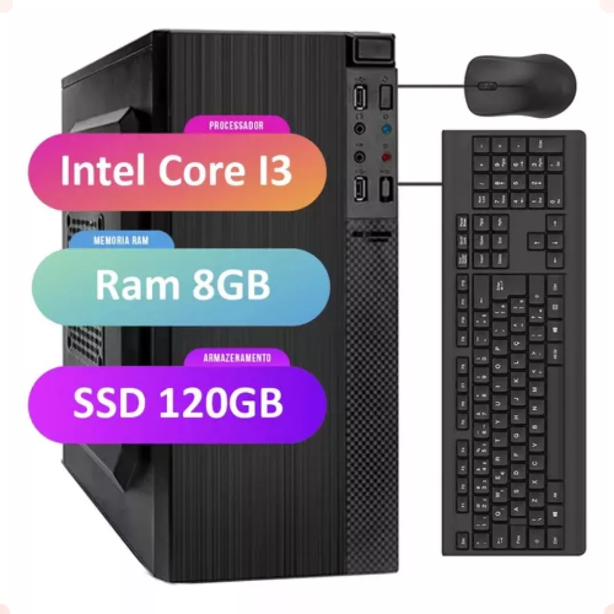 Pc Computador Cpu Intel Core I3 8gb Ssd 120gb Strong Tech