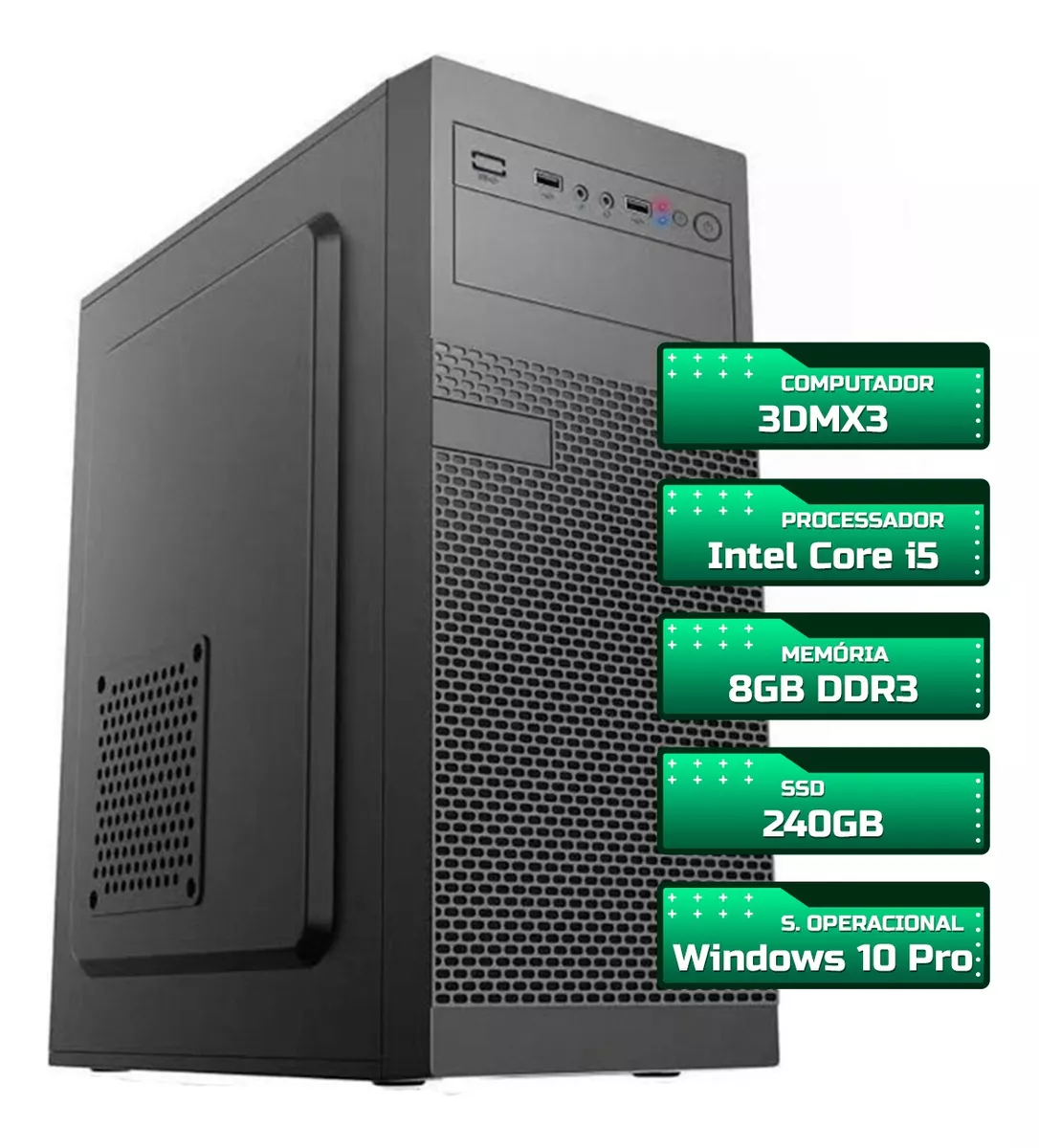 Computador Cpu Pc Torre Core I5 3° 8gb Ssd 240gb Com Nf