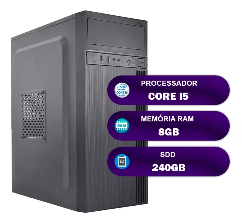 Cpu Atx Intel Core I5 8gb Ssd 240gb Office Win10 Nfe Wifi - Image 2