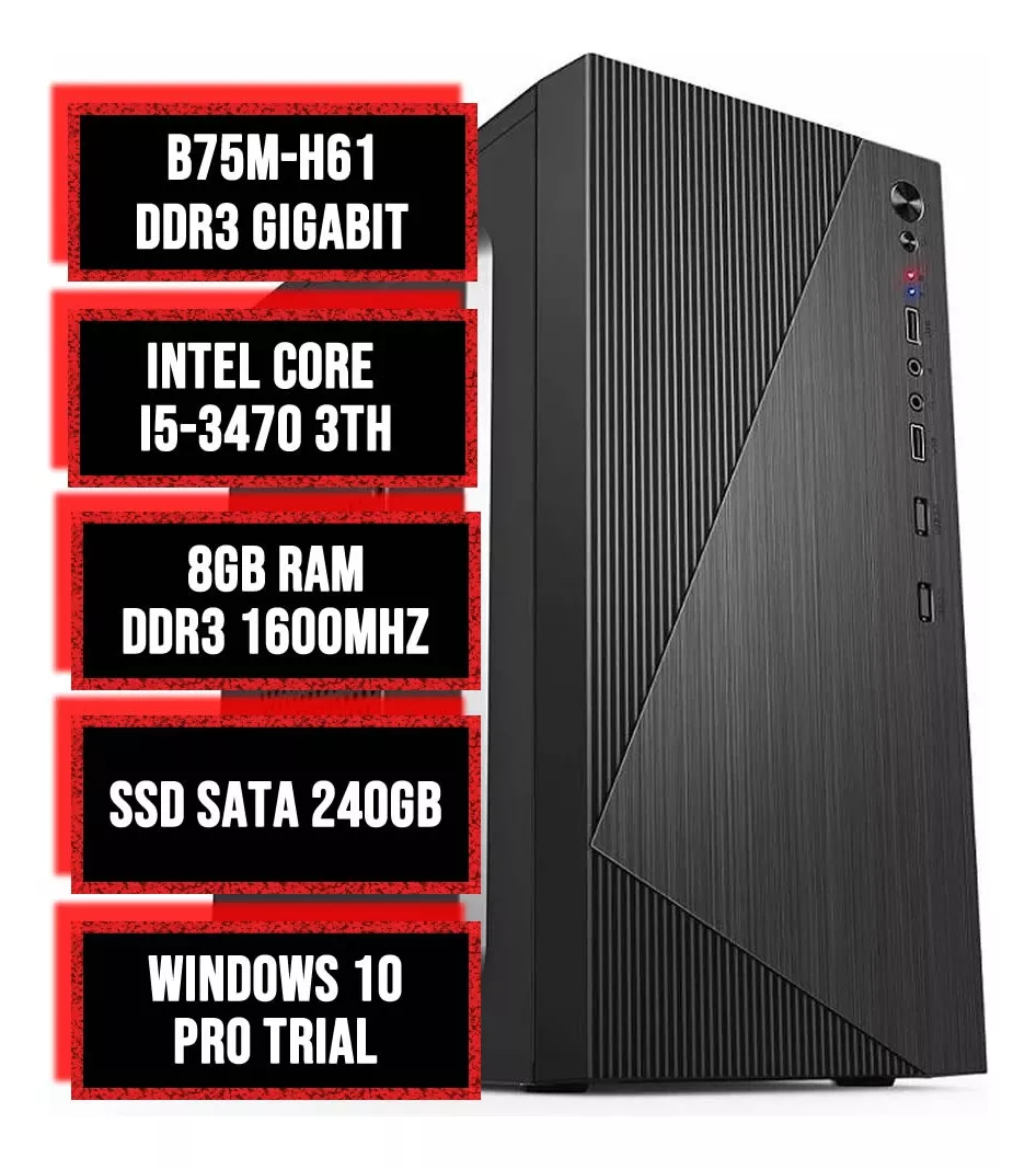 Cpu Pc Torre Core I5 3470 3.20ghz 8gb Ssd 240gb Nf